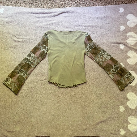 F.A.N.G. Vintage Small Green Glitter Y2K quilted long sleeve shirt - Picture 5 of 12